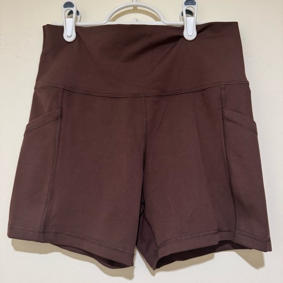 Women's Aerie Offline Brown Gym Activewear Workout Shorts with Pockets Size L - Picture 4 of 15